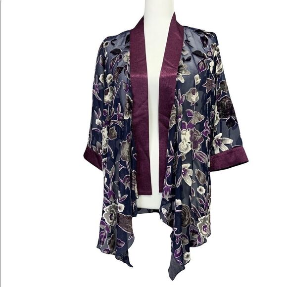 Paparazzi Sheer Floral Cardigan / Cover Up Velvet - Picture 1 of 8